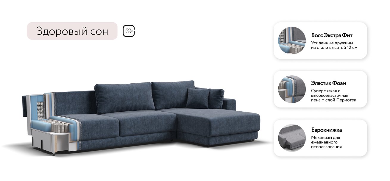 Угловой диван Босс Прайм Макс Велюр Royal топаз