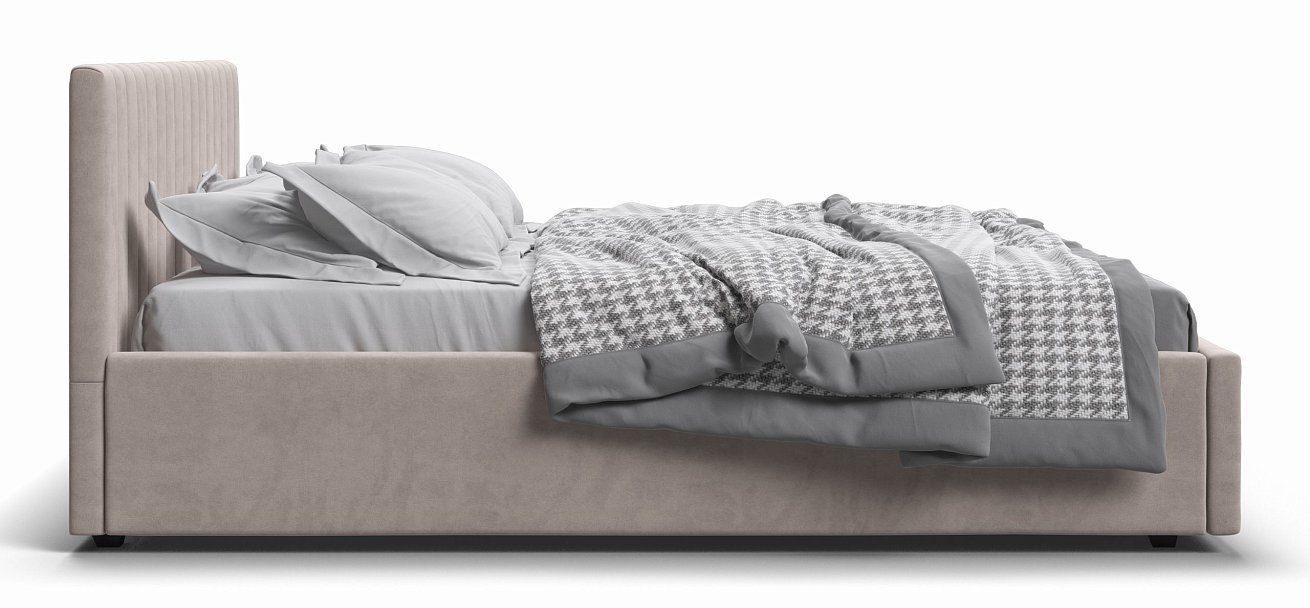 Кровать РОНДА 160*200 велюр MONOLIT латте