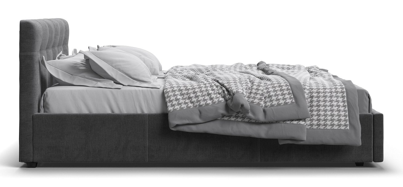 Кровать Белла 140*200 с ПМ велюр Monolit серая