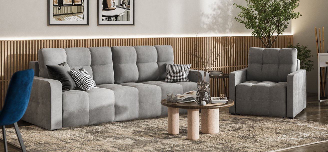 Кресло-кровать Денди Слим велюр Monolit сталь