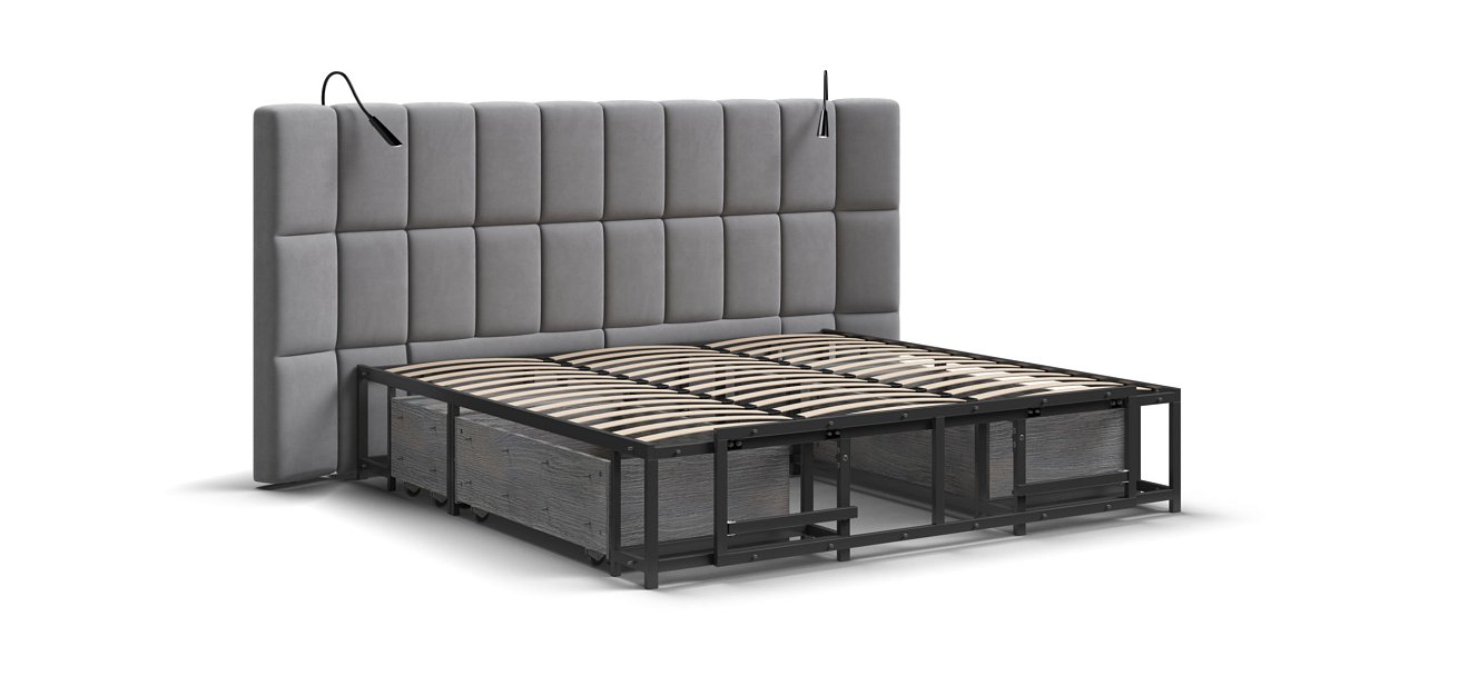 Кровать BOSS.XO 180*200 велюр Monolit сталь