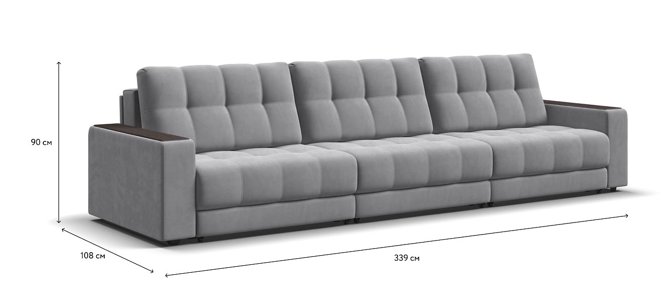 Диван BOSS GRAND Велюр Monolit сталь