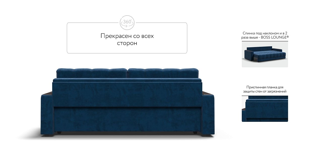 Диван BOSS 2.0 велюр Monolit синий