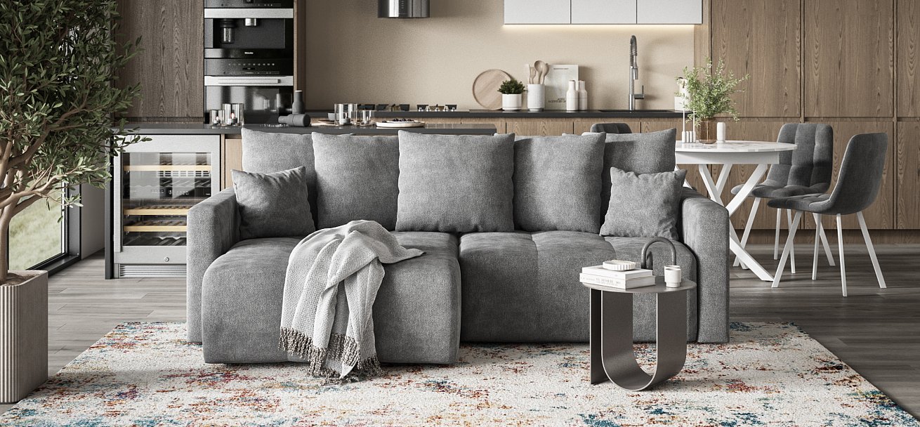 Угловой диван BOSS TREND Шенилл CLOUD графит