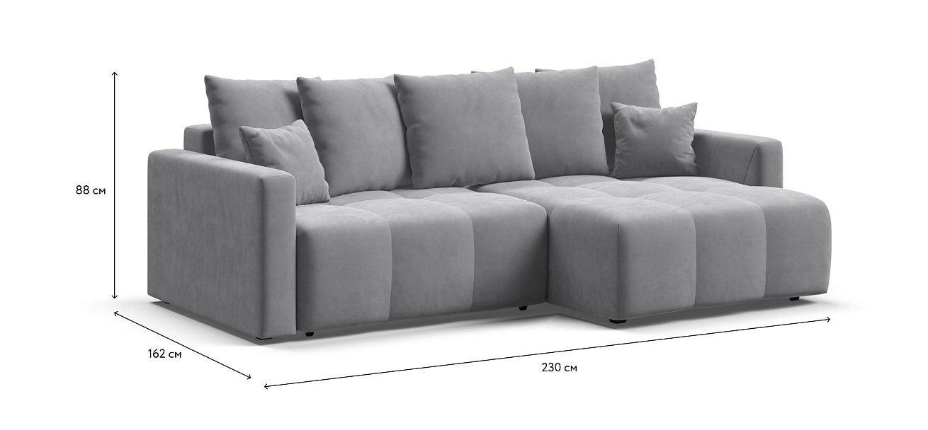 Угловой диван BOSS TREND Велюр Monolit сталь