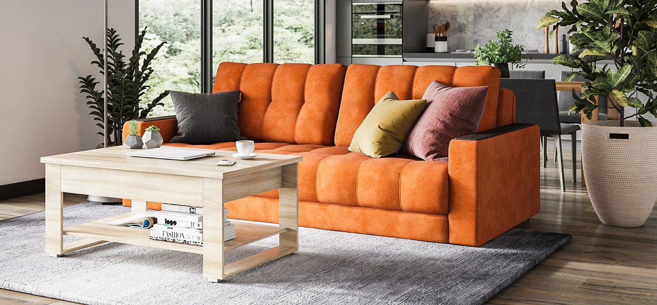 Диван BOSS 2.0 велюр Alkantara оранж