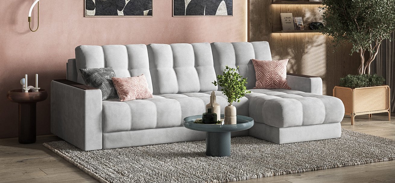 Угловой диван BOSS 3.0 Classic XL велюр Monolit сталь