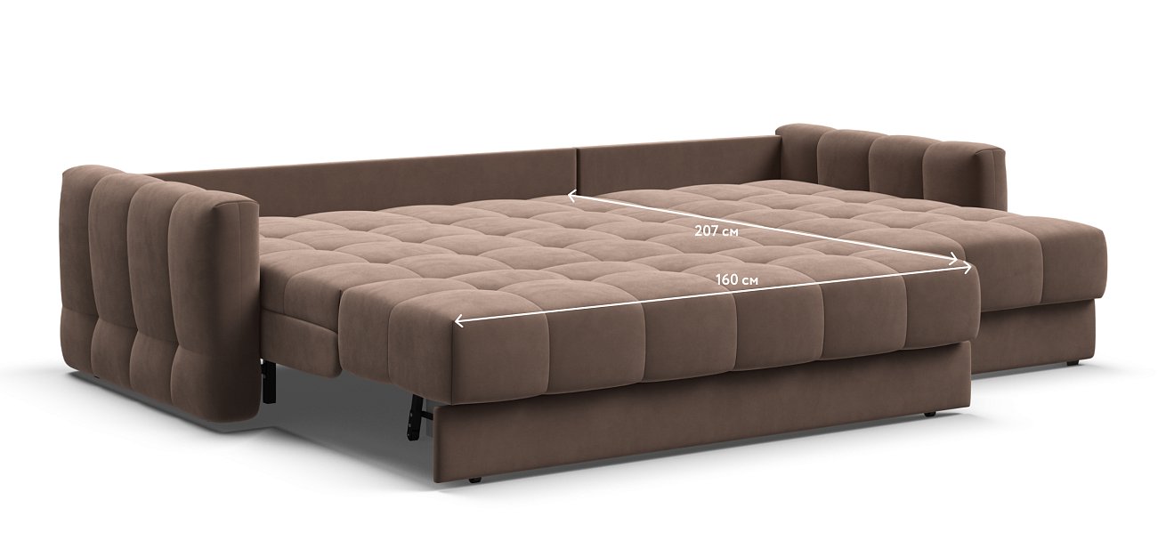 Угловой диван BOSS Sleep 160 велюр Monolit мокко
