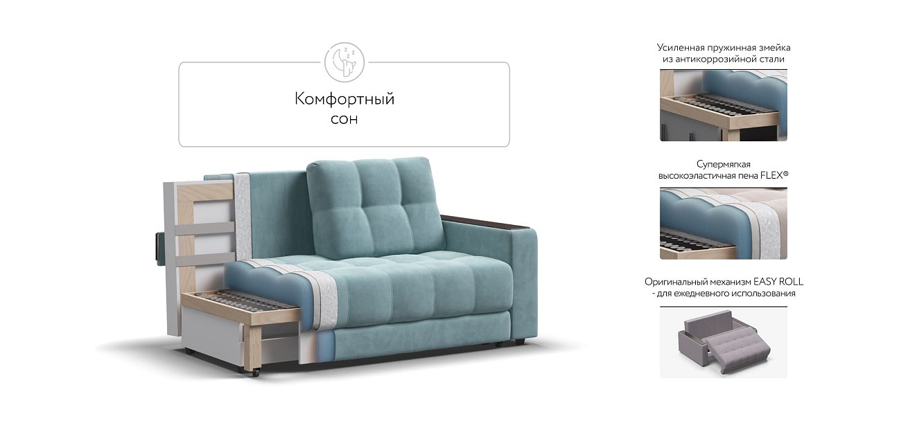 Диван BOSS Compact велюр Monolit аква