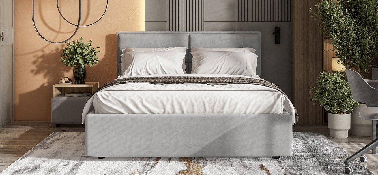Кровать MILA 160 велюр Monolit сталь