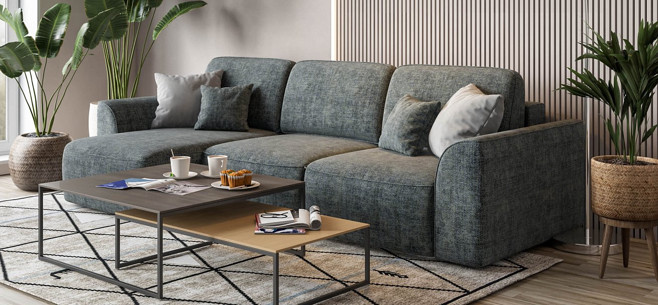 Угловой диван KING SE Шенилл IQ серый