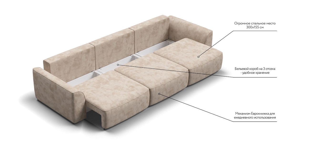 Диван KING MAX SE велюр Alkantara пепел