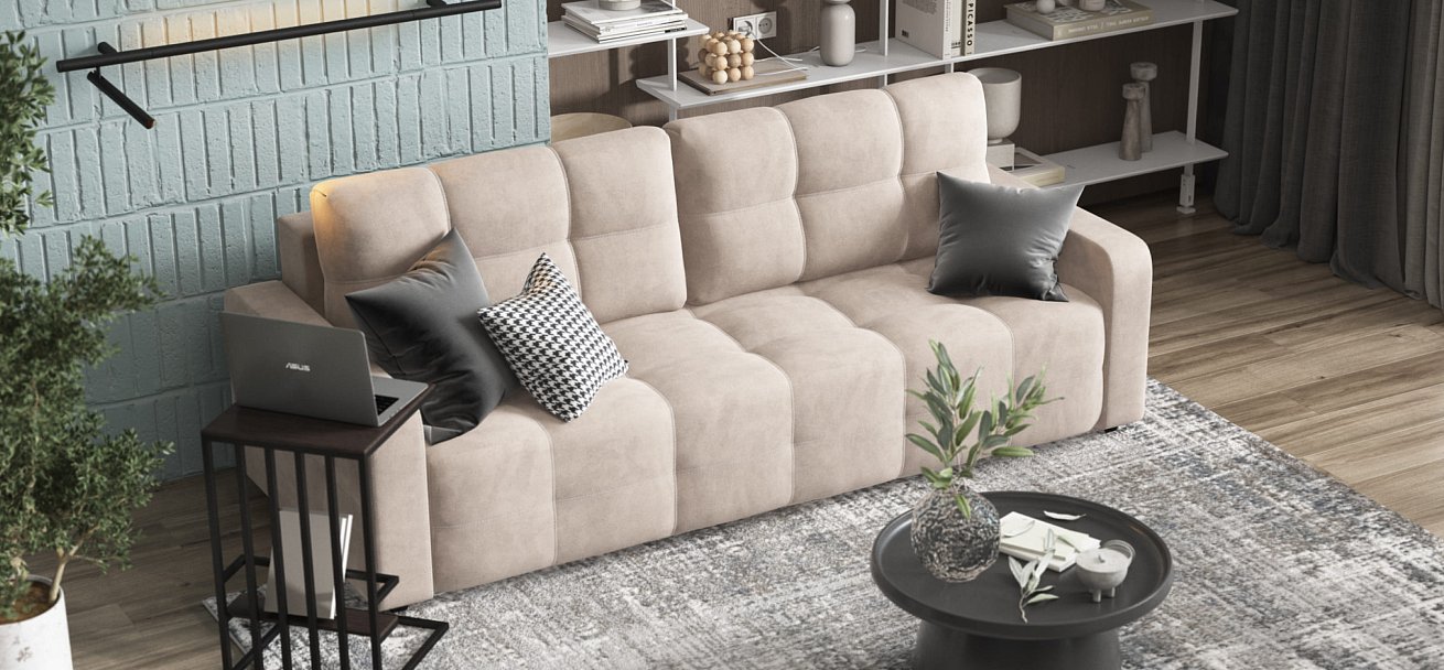 Диван Денди велюр Monolit латте