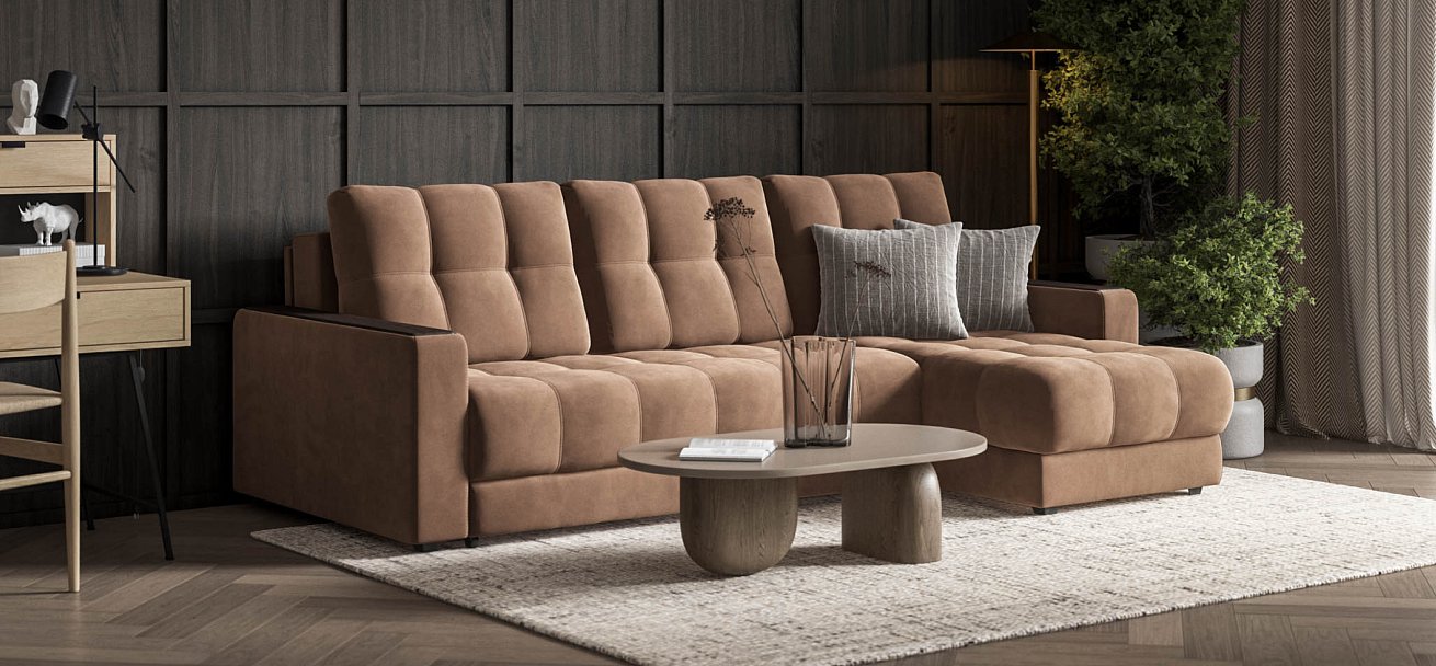 Угловой диван BOSS 3.0 Classic XL велюр Monolit мокко