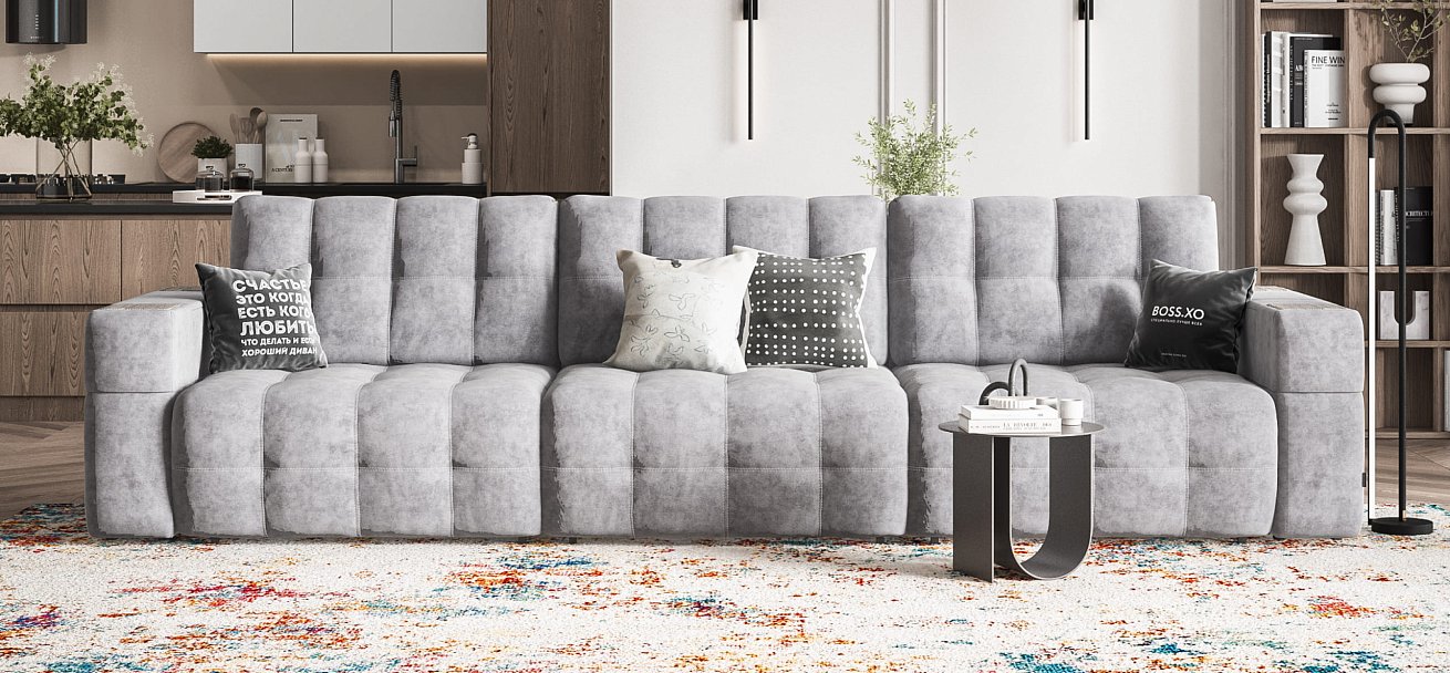 Диван BOSS.XO MAX Велюр Роял агат / WOOD Rock