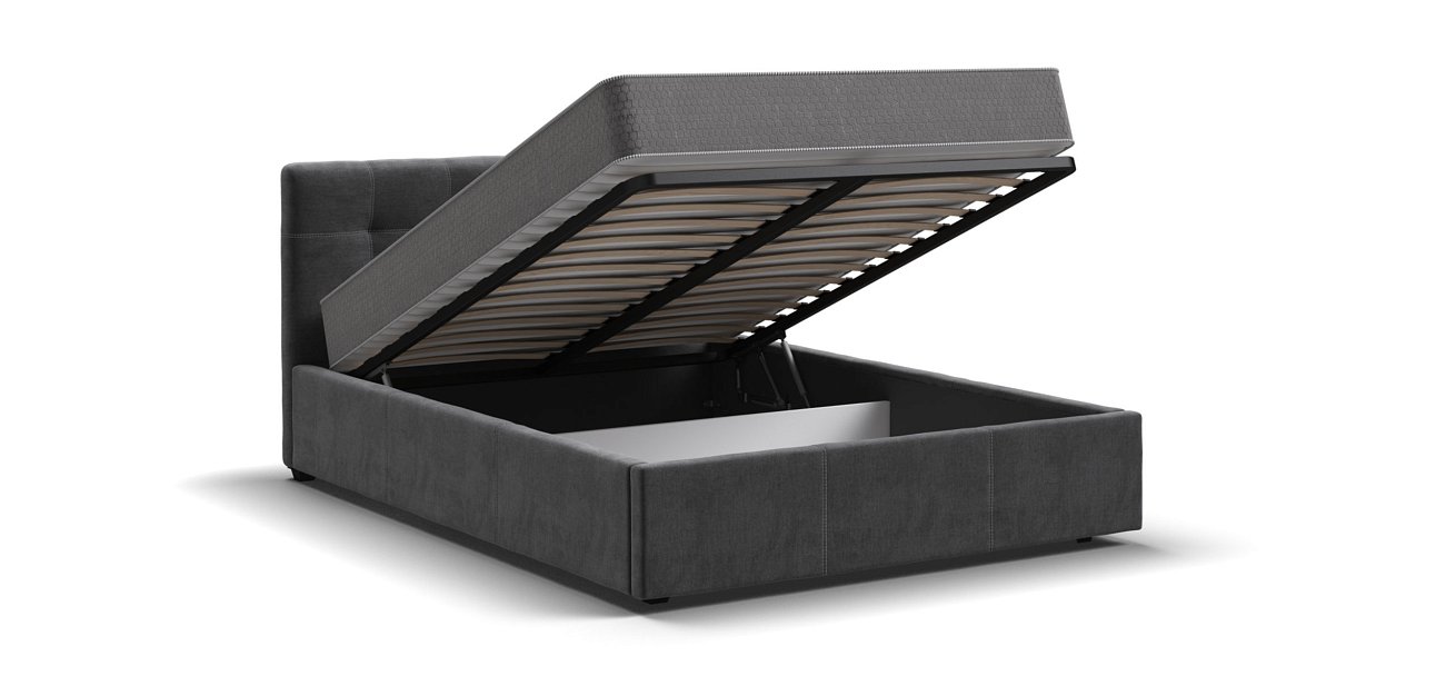 Кровать Белла 140*200 с ПМ велюр Monolit серая