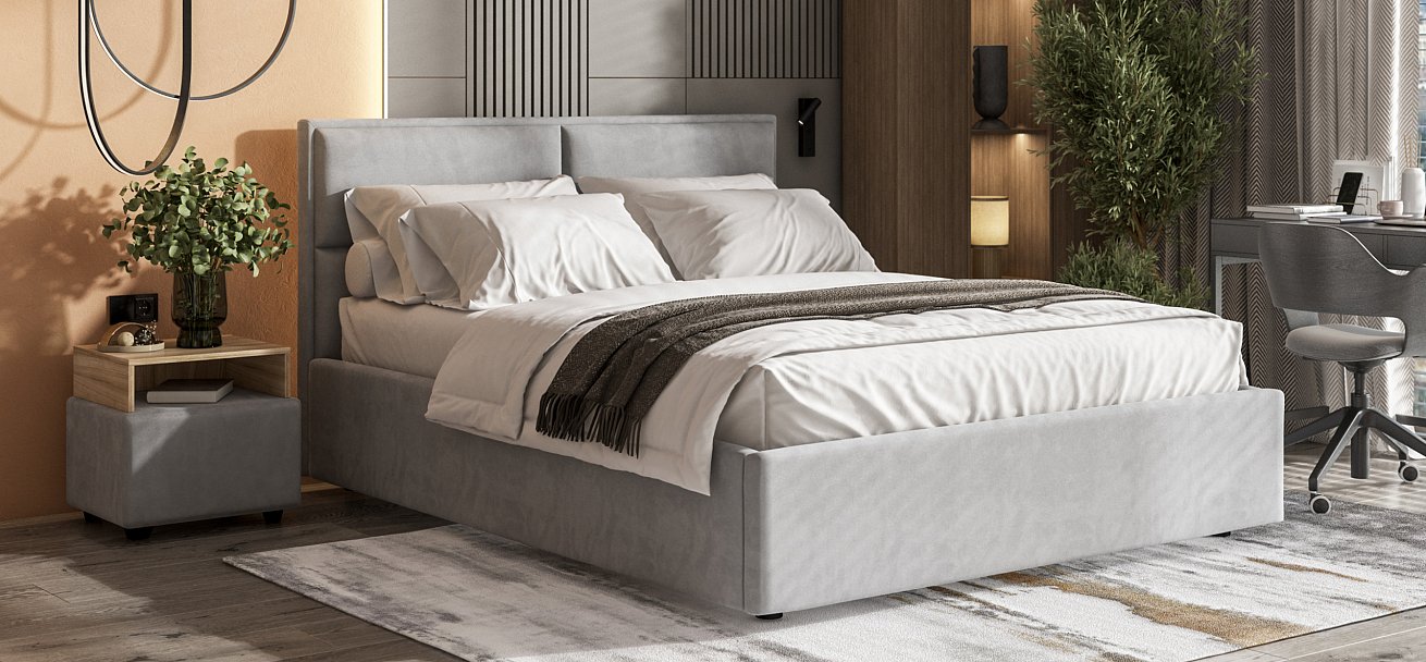 Кровать MILA 160 велюр Monolit сталь