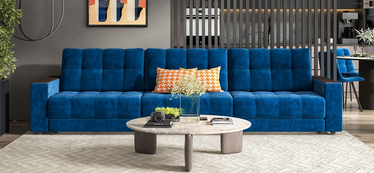 Диван BOSS GRAND Велюр Monolit синий
