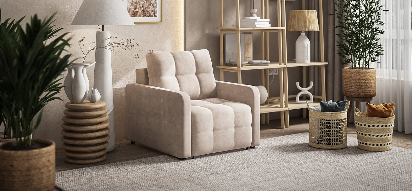 Кресло-кровать Денди Слим велюр Monolit латте