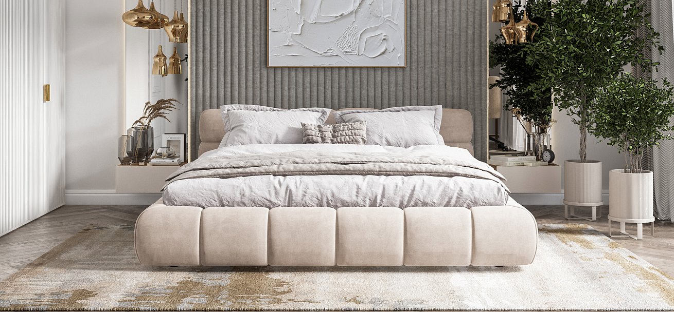 Кровать Босс Дрим 180*200 Про велюр Monolit латте