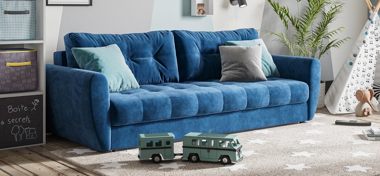 Диван Престон 2.0 велюр Monolit синий