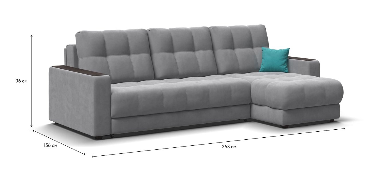 Угловой диван BOSS 3.0 Classic XL велюр Monolit сталь