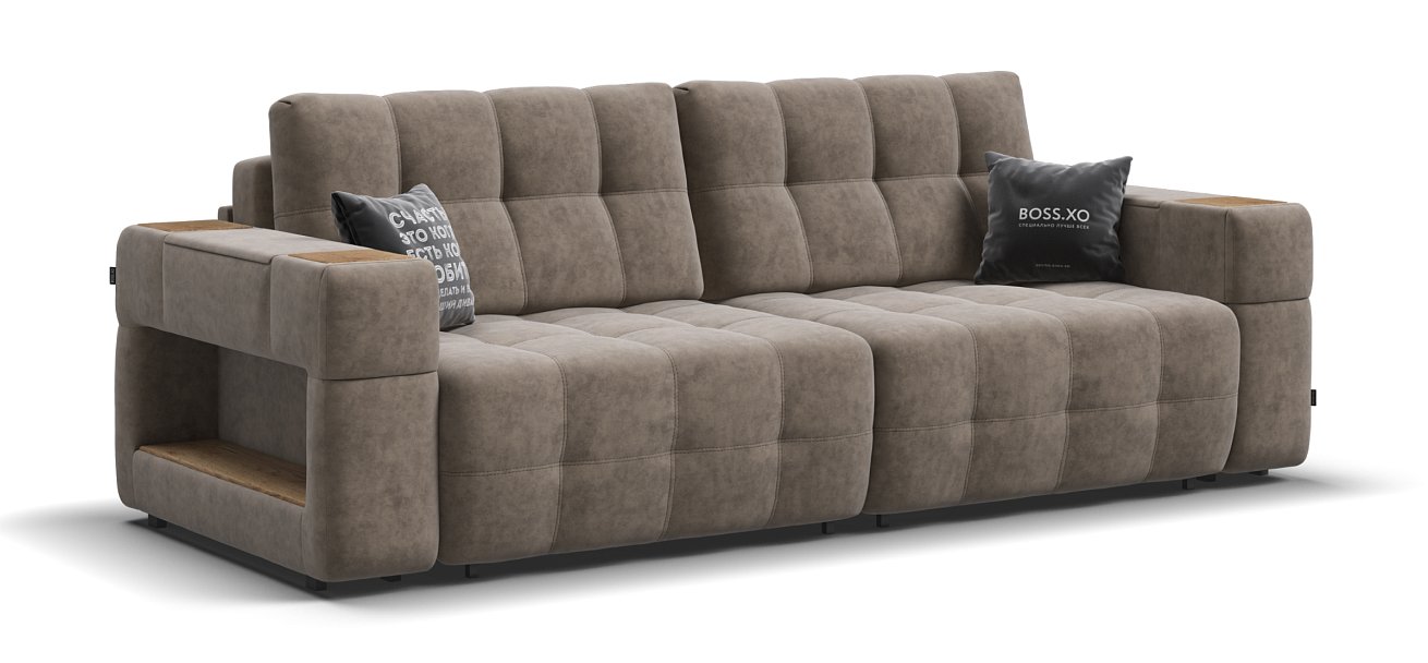 Диван BOSS.XO Велюр Роял тауп / WOOD Smok