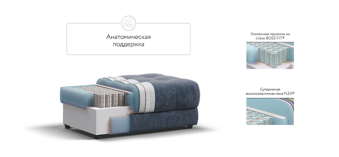 Пуф BOSS XL Велюр Royal топаз NEW