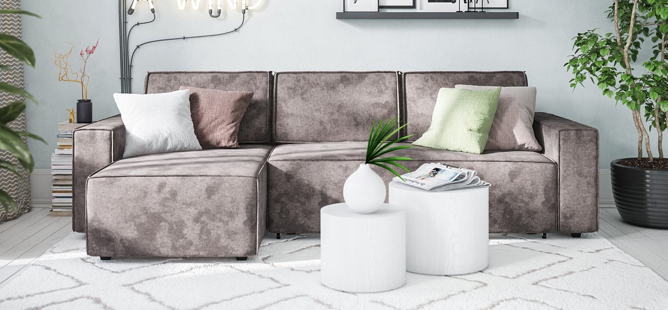 Угловой диван NORD 2.0 Велюр Alkantara серый