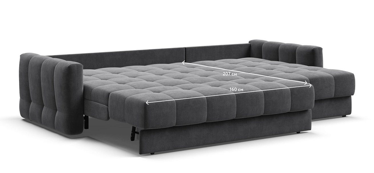 Угловой диван BOSS Sleep 160 велюр Monolit серый