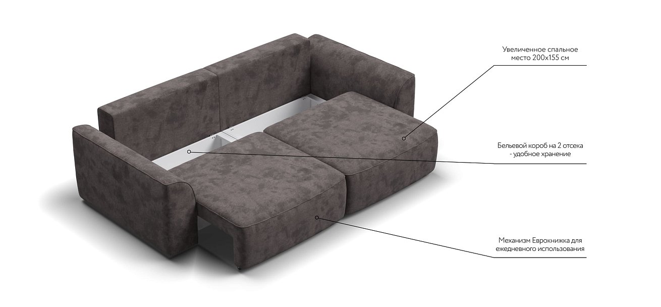 Диван KING SE велюр Alkantara серый