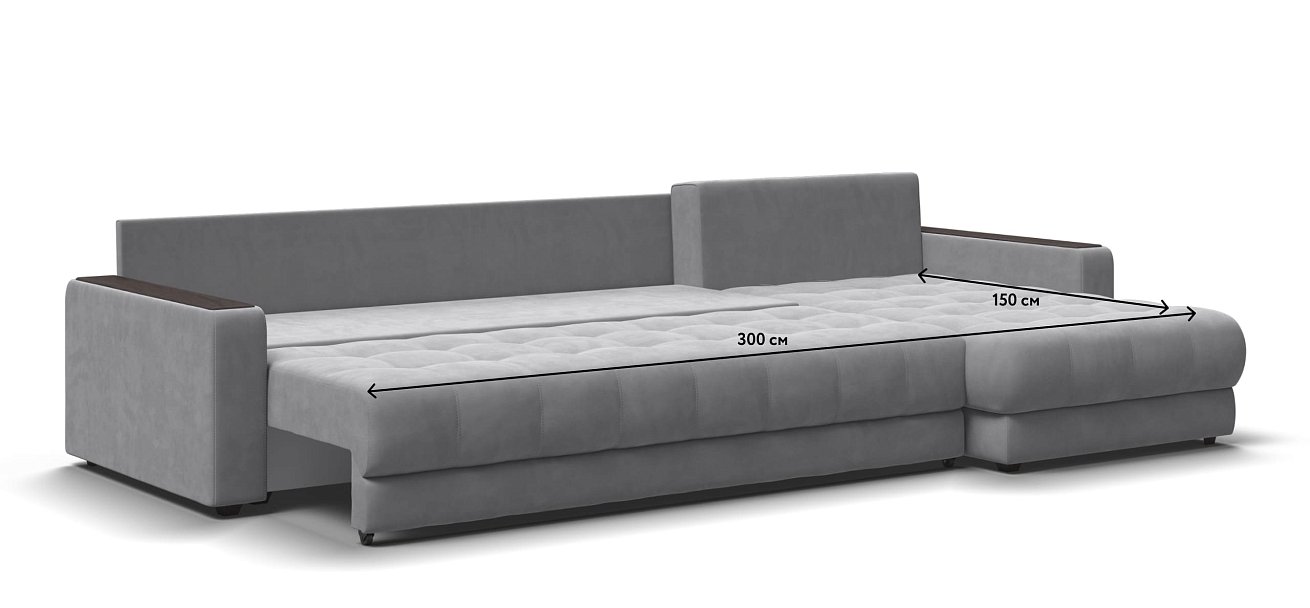 Угловой диван BOSS 3.0 MAX велюр Monolit сталь