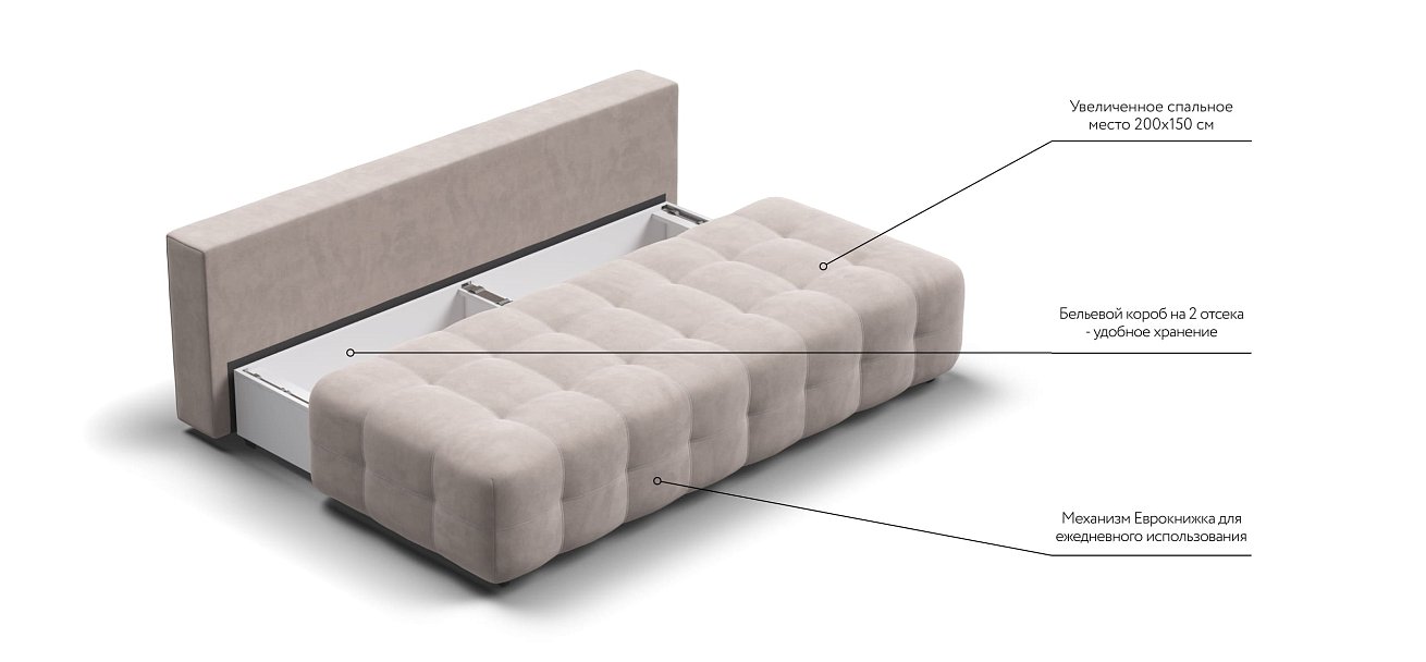 Диван BOSS 2.0 MINI велюр Monolit латте