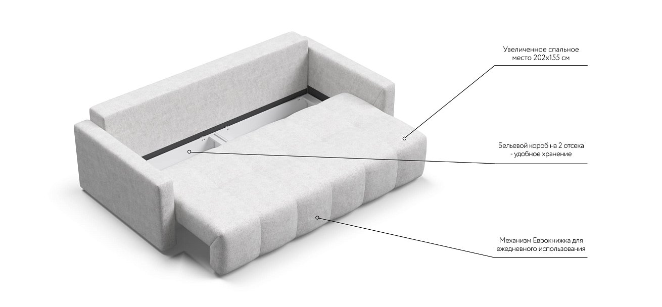 Диван BOSS TREND Шенилл CLOUD милк