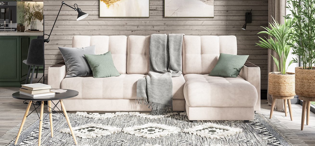 Угловой диван BOSS 3.0 Classic XL велюр Monolit латте