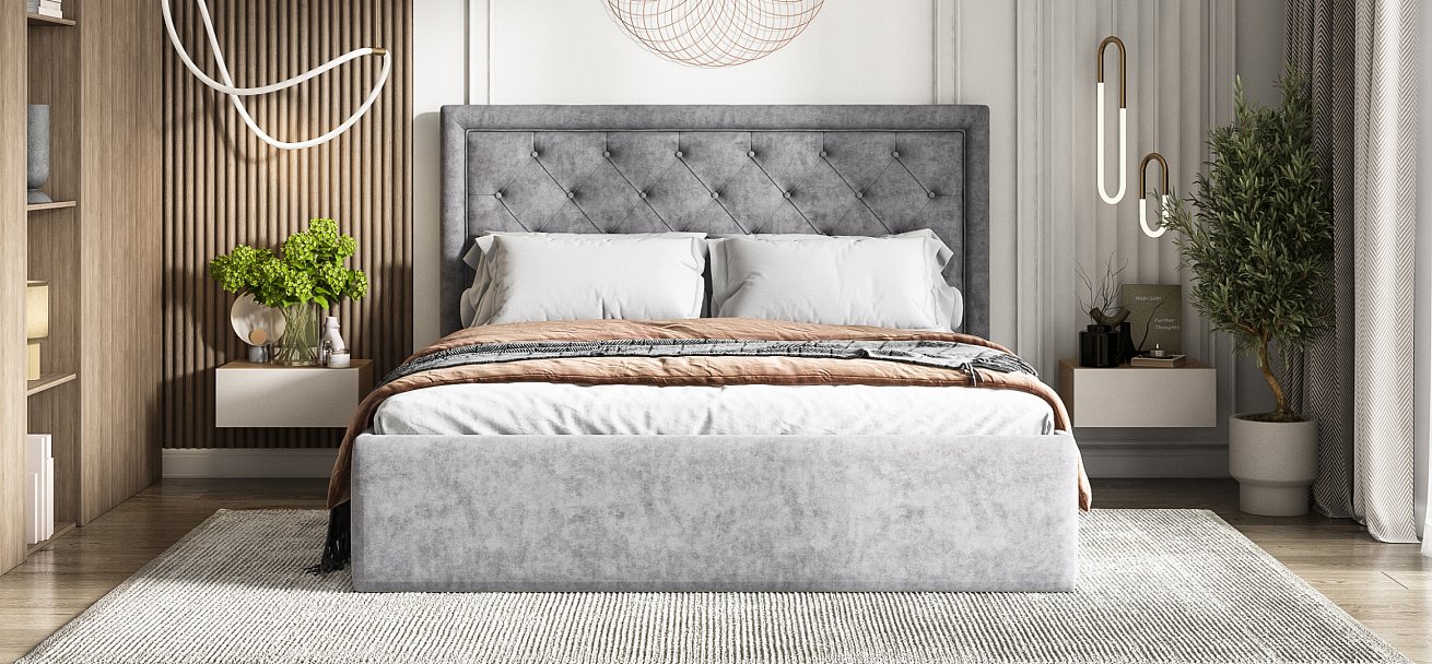 Кровать Босс Классик 180*200 Про Велюр Роял агат