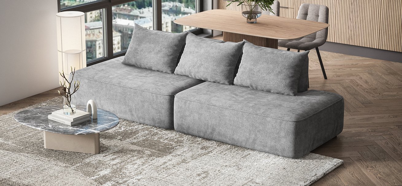 Диван KING TWIN Шенилл CLOUD графит