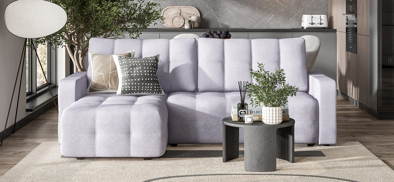 Угловой диван DANDY Euro SE Рогожка Malmo платина