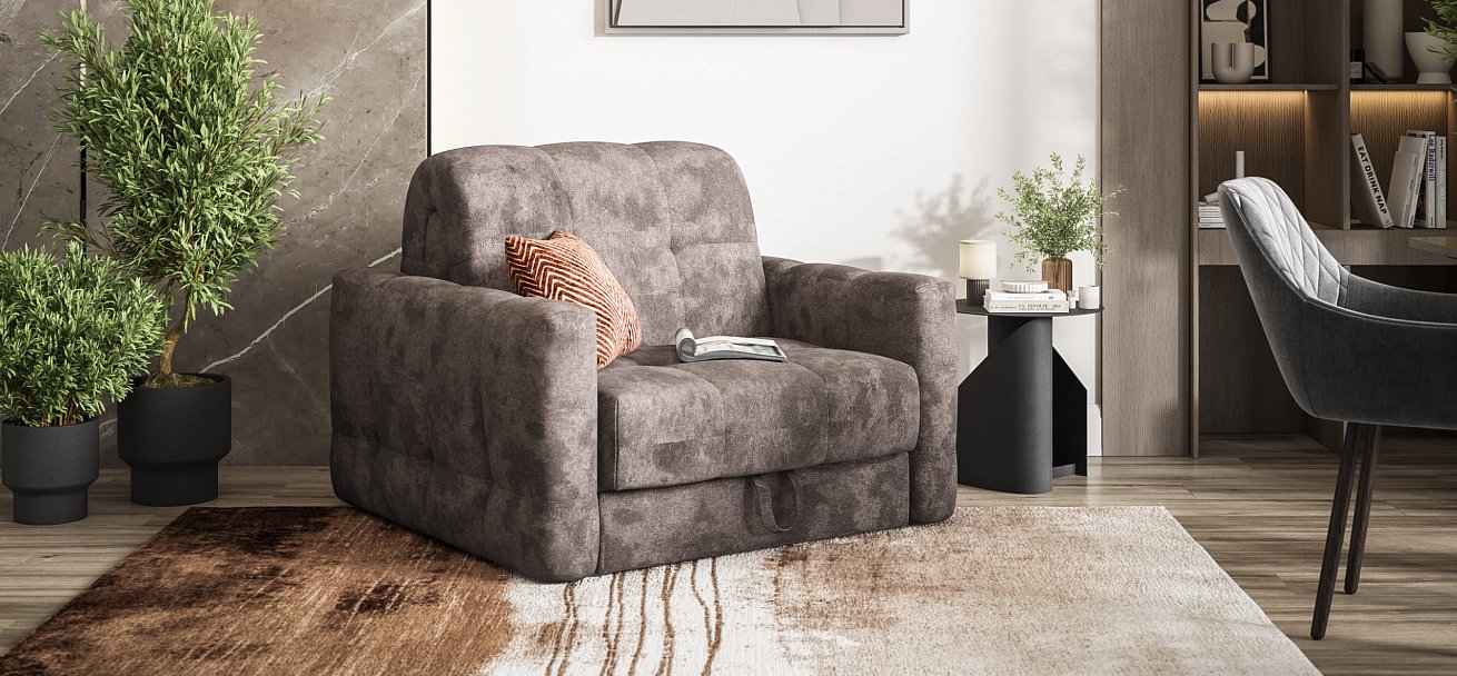 Кресло-кровать BOSS Sleep Велюр Alkantara серый