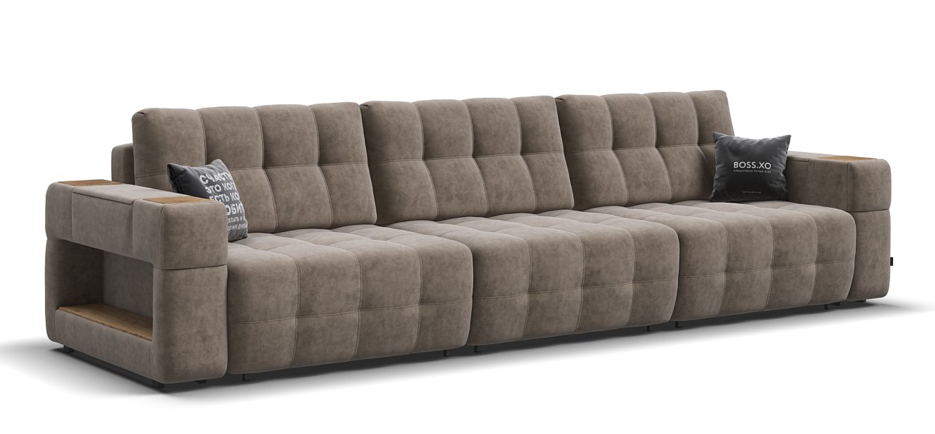 Диван BOSS.XO MAX Велюр Роял тауп / WOOD Smok