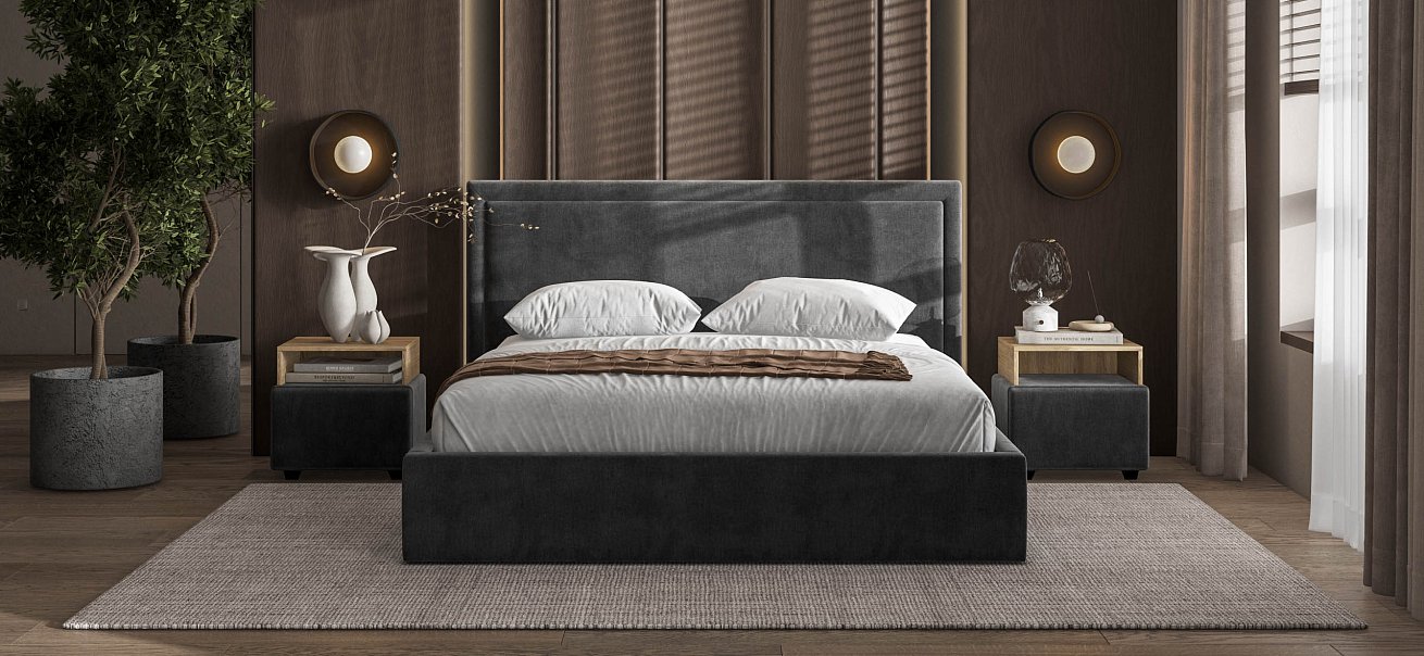 Кровать Фрея 160*200 без ПМ MONOLIT Серая