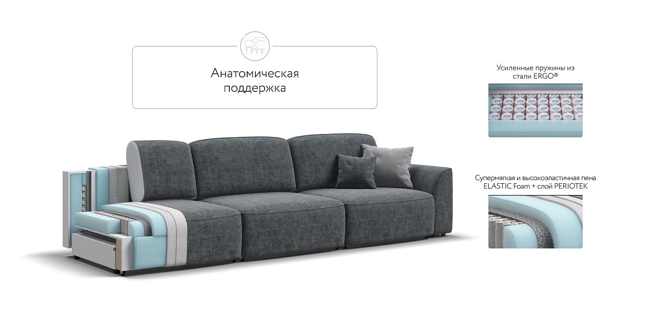 Диван KING MAX SE шенилл IQ серый