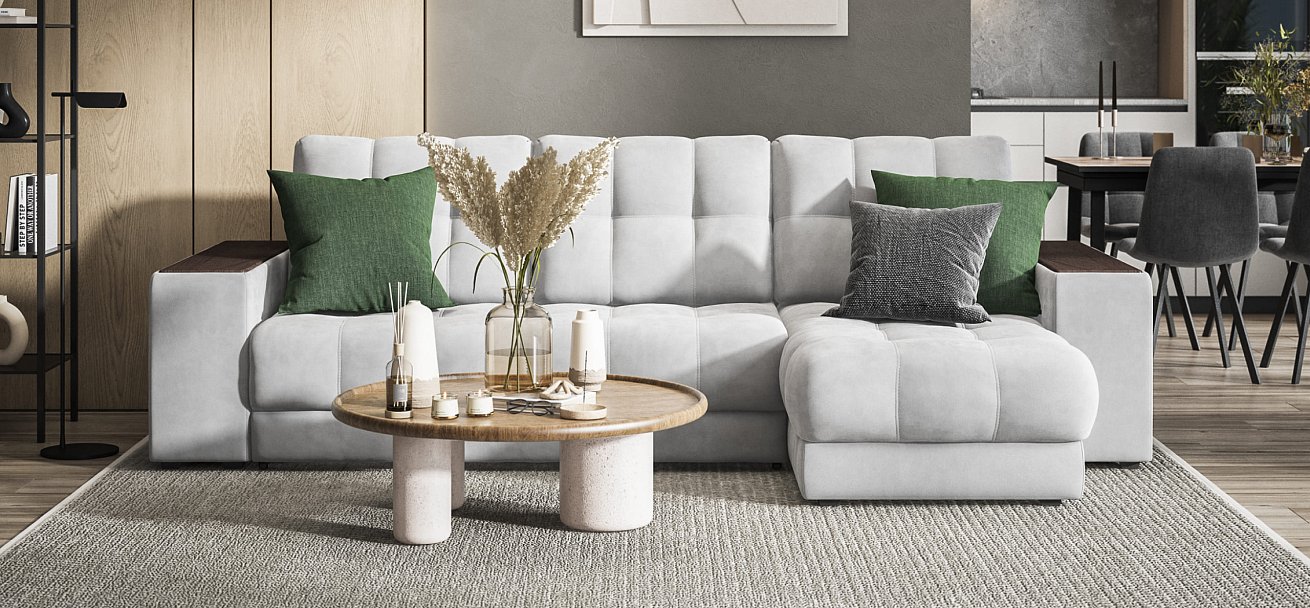 Угловой диван BOSS 3.0 XL велюр Monolit сталь