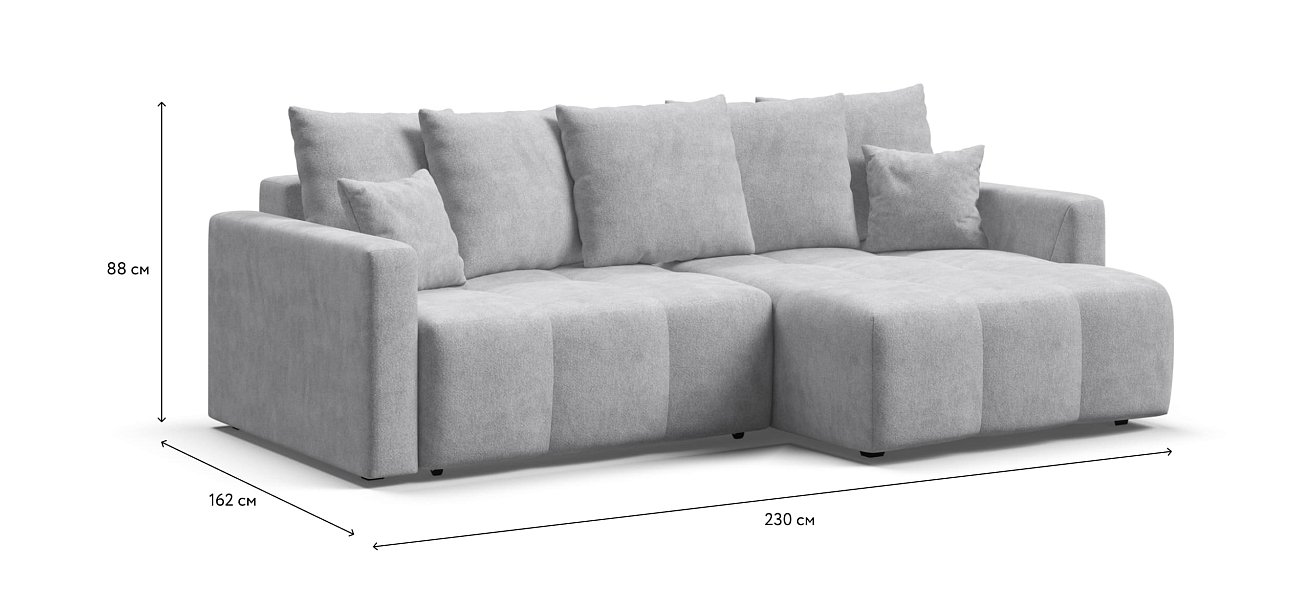 Угловой диван BOSS TREND Шенилл CLOUD грей