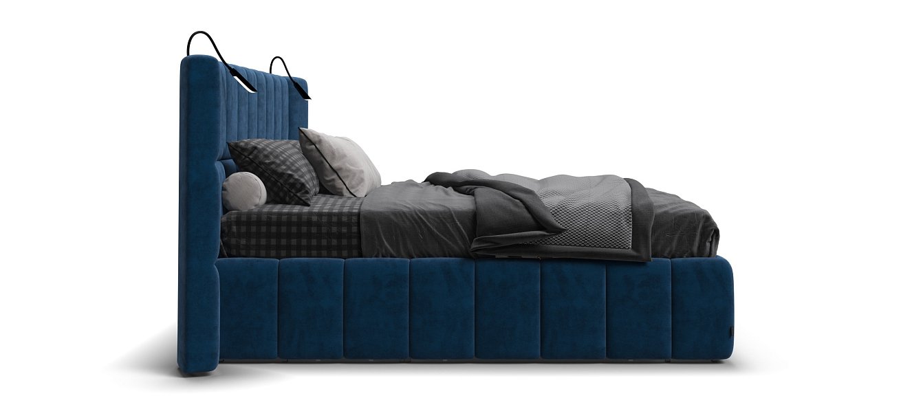 Кровать BOSS.XO 180*200 велюр Monolit синяя