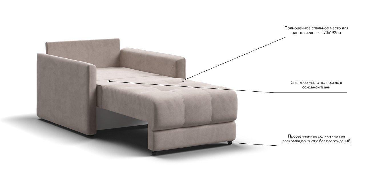 Кресло-кровать BOSS LOFT велюр Monolit латте