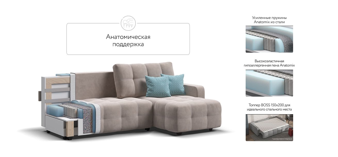 Угловой диван Dandy euro SE велюр Monolit латте