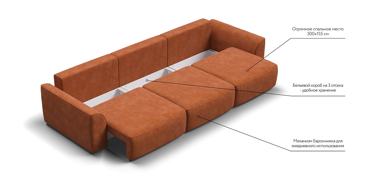 Диван KING MAX SE велюр Alkantara оранж