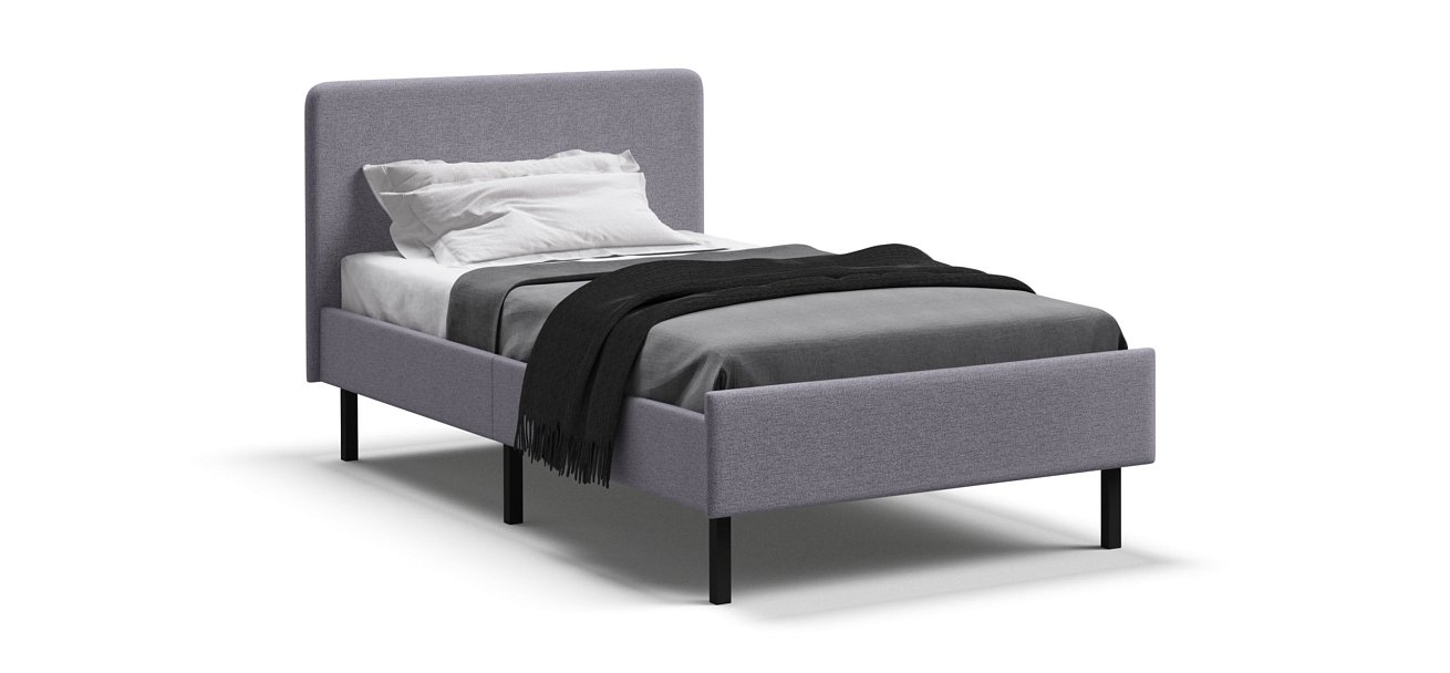 Кровать Уна мини рогожка Malmo платина, Чёрная