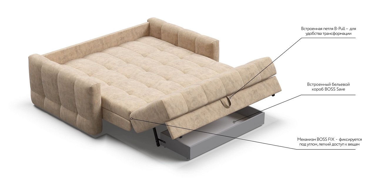 Диван BOSS Sleep 160 Велюр Роял шампань